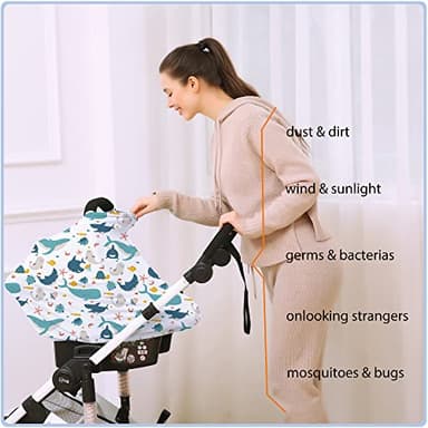 Car Seat Covers for Babies - Multi- use Nursing Carseat Canopy, Breastfeeding Covers, Baby Shower Gifts for Boys and Girls (sea World) - Image 3