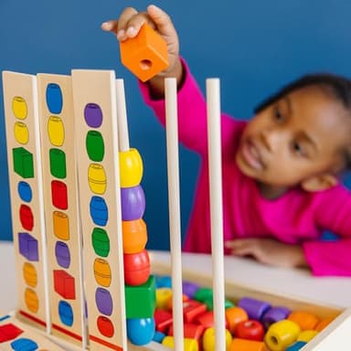 Melissa & Doug Bead Sequencing Set with 46 Wooden Beads and 5 Double-Sided Pattern Boards - Image 2