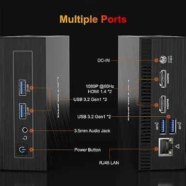 LETSUNG GoLite 11 Mini PC with Intel Celeron N4000 (2.6GHz), 8GB RAM 128GB NVMe PCIe SSD Mini Desktop Computer, 4K Dual Display, WiFi 5/BT4.2, 4*USB 3.2 Ports, VESA Mount for Home/Office/School - Image 6