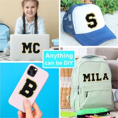 ASTARON 26 Pcs Self Adhesive Letter Patches Chenille Letters Stickers, A-Z Embroidered Applique Patches Alphabet Cloth Patch for Clothes, Bags, Hat, Phone Case, DIY Accessories (Black) - Image 4