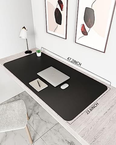 YSAGi Leather Desk Protector, Office Mat, Large Mouse Mat, Non-Slip PU Leather Blotter, Laptop Desk Pad, Waterproof Writing Pad for Office and Home (Black, 47.2" x 23.6") - Image 6