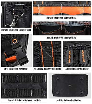 WELKINLAND 16" Tool Bags - 34-Pocket Heavy Duty Open Top Organizer for HVAC & Electricians - Image 9