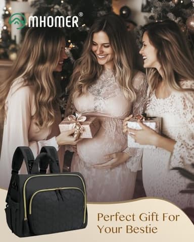 MHOMER Diaper Bag Backpack Puffer Lightweight 3 in 1 Wide Open Small Diaper Bag Tote for Travel with Changing Pad Shoulder Straps, Black - Image 7