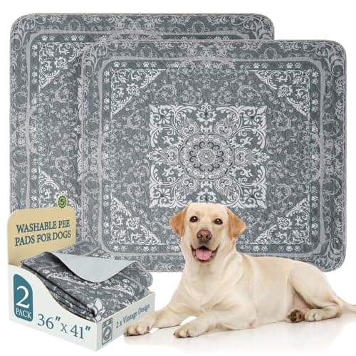 Homimp Washable Pee Pads for Dogs, 2 Pack Reusable Puppy Pads Waterproof, Absorbent and Leakproof Dog Pee Pads, Non Slip Puppy Training Pads, Pet Mat for Floor, Crate, Couch, Whelping,Grey, 36"x41" - Image 1