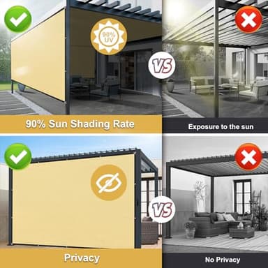 Pergola Shade Cover 8'X10' Outdoor Sun Shade Cloth with Grommets Shade for Patio, Carport, Backyard (Sand Color) - Image 3