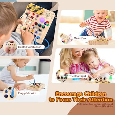 Sumsoltic Busy Board,Montessori Toys for 1-3 Year Old Boys & Girls,Travel Educational Learning Activities for Toddlers,Sensory Toy for Kids with Autism (Busy Board v5) - Image 3