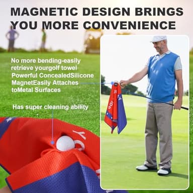 Zeceliko Magnetic Golf Towel - Golf Accessories for Men and Women,Strong Magnets Attach The Golf Towel to Golf Bag or Cart,Easily Cleans Dirt from Golf Clubs and Golf Balls,Ideal Golf Gifts - Image 3