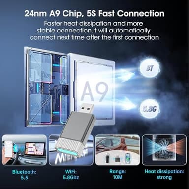 Mini Wireless Carplay Adapter for Apple iPhone,Plug and Play Easy Setup Automatic Reconnect,Convert Wired to Wireless Bluetooth Carplay Adapter Dongle,for Car play 2016+ & iPhone iOS 10+ (USB A)Grey01 - Image 4