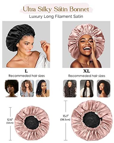 YANIBEST Silk Bonnet for Sleeping, Satin Hair Bonnets for Women and Men, Double Layer Adjustable, Protects Hair from Tangling and Breakage, Pink - Image 3