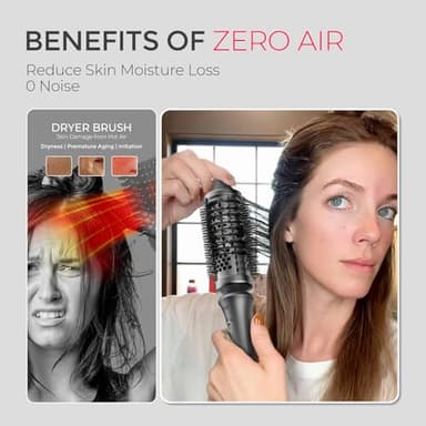 TYMO Thermal Brush Curling Brush - STYLUX 1.7 Inch Blowout Volumizer with Flexi-Fit for Hair Straightening, Heated Round Styler Tool, Hair Straightener and Curler 2 in 1, Dual Voltage, Metallic Gray - Image 6