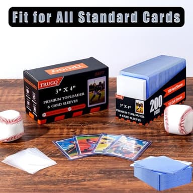 TRUGQ 200 Card Sleeves Toploads for Cards,3" x 4" Baseball Card Protectors,Premium Standard Size Trading Hard Plastic Card Holder for Sports Football Cards(100 Hard Protectors +100 Soft Sleeves) - Image 6