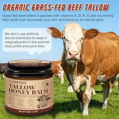 asusxcli Beef Tallow for Skin,Beef Tallow for Face,Beef Tallow and Honey Balm,Grass Fed Whipped Tallow Honey Balm,Natural Moisturizer Hydrates,Deeply Nourishes the Skin, Enhances Natural Radiance - Image 6