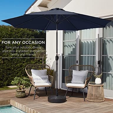 Best Choice Products 10ft Outdoor Steel Polyester Market Patio Umbrella w/Crank, Easy Push Button, Tilt, Table Compatible - Navy Blue - Image 3