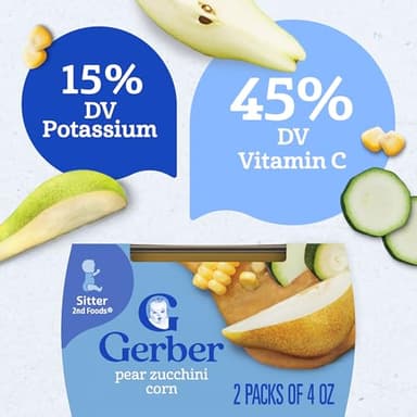 Gerber 2nd Foods, Pear, Zucchini & Corn Pureed Baby Food, 4 Ounce (Pack of 16) - Image 4