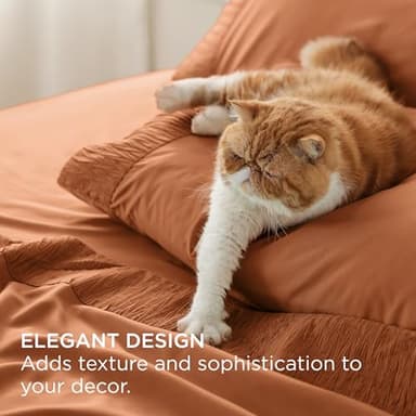Bedsure Queen Sheet Set - 4 Pieces Soft Queen Size Sheets - Breathable & Cooling - Hotel Luxury - Easy Care Polyester Microfiber Bedding for Women, Men, Terracotta - Image 4