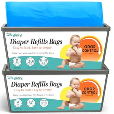 Refills Compatible with Diaper Genie Easy Roll Signature & Platinum Diaper Pail,2-Pack (60 Bags) for 2800 Newborn Diapers,7-Layer Powerful Odor Control.Extra Thickness,Durable & No Tear - Image 1