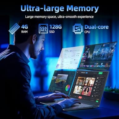 SGIN 17.3 Inch Laptop Computer, Win 11 Laptops with Celeron I3 Processor, 4GB DDR3 128GB SSD, 60800mWh Battery, FHD IPS Display, Type-C, HDMI, 5G WiFi, BT4.2, Numpad, for Business and Students - Image 4