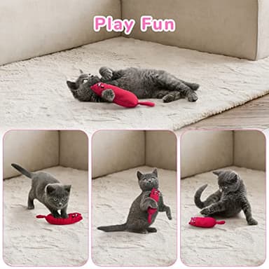 Legendog 5Pcs Bite Resistant Catnip Toy for Cats,Catnip Filled Cartoon Mice Cat Teething Chew Toy - Image 5