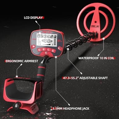 PANCKY Metal Detectors for Adults Waterproof, Professional Higher Accuracy Gold Detector with LCD Display, 5 Mode, Advanced DSP Chip 10" Coil, PK0075 - Image 2