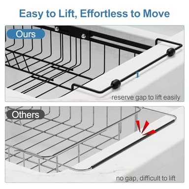 iSPECLE Expandable in Sink Dish Drying Rack - Adjustable Capacity Large Over The Sink Dish Drainer Drying Rack, Dish Rack with Utensil Holder, Black - Image 5