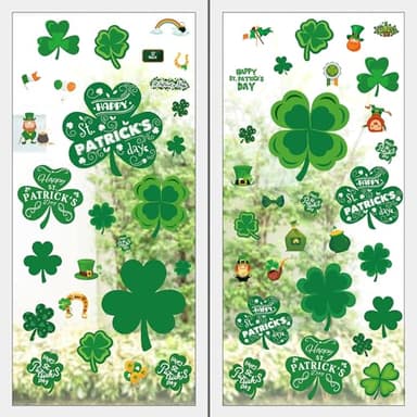 MDDRUIQI St Patricks Day Decorations - 105 PCS St Patricks Day Window Clings - Shamrock Stickers for Glass Reusable Static Spring Shamrock Decorations | St Patricks Day Decor - Image 9