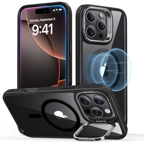 ESR for iPhone 16 Pro Max Case, Compatible with MagSafe, Military-Grade Protective Case, Built-in Stash Stand Phone Case, Scratch-Resistant Back Cover, Classic Series, Clear Black - Image 1