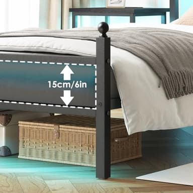 Fixwal Twin Bed Frame with Charging Station, Metal Bed Frame with Port and Outlet, Black - Image 6