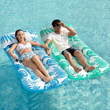Jasonwell Inflatable Pool Float Lounge - 2 Pack Floaties Rafts for Adults Floating Lounger Sun Tanning Floats Cool Water Floaty Swimming Lake Beach Party Toys - Image 1