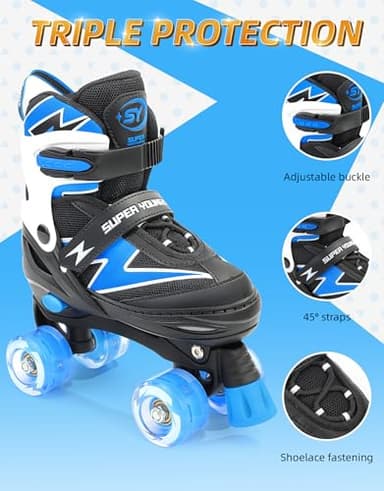 SUPER YOUNGSTER Adjustable Roller Skates Boys Kids Ages 5-8 8-12 Roller Skates Girls with Light up Wheels, Fun Rollerskate for Youth Toddlers - Image 4