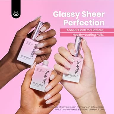Beetles Nude Pink Gel Nail Polish Set, 6 Colors 15ML Light Pink Jelly Gel Nail Polish Kit Neutral Sheer Full Size Translucent Nail Concealer Soak Off UV Manicure Salon Colorful Bottle Gift for Women - Image 4