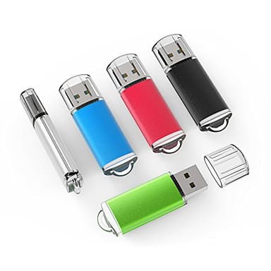TOPESEL 5 Pack 32GB USB 2.0 Flash Drive Memory Stick Thumb Drives (5 Mixed Colors: Black Blue Green Red Silver) - Image 1