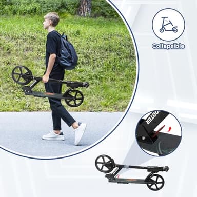 Nattork Scooter for Kids 8-12, Teens and Adults- Adjustable Height Folding Kick Scooter with Large Sturdy Wheels for a Smooth Ride, Lightweight, Anti-Shock Suspension for Boys and Girls-Black - Image 4