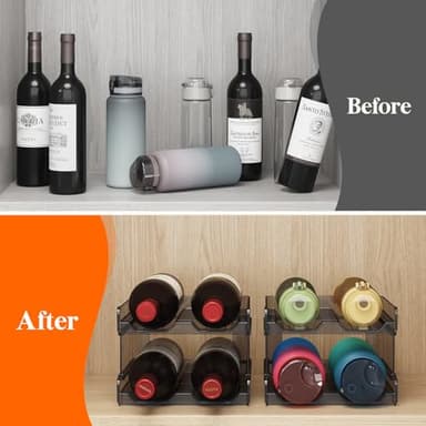 Lifewit Plastic Stackable Wine Rack for refrigerator, Cabinet, Countertop,Wine Bottle Holder, Water Bottle Organizer for Fridge, Pantry, Black, Hold 4 Bottles - Image 9