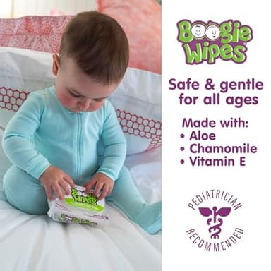 Baby Wipes Unscented by Boogie Wipes, Wet Wipes for Face, Hand, Body & Nose, Made with Vitamin E, Aloe, Chamomile and Natural Saline, 30 Count, Pack of 6 - Image 3