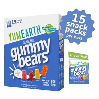 YumEarth Organic Gummy Bears - Fruity Gummy Candy Snack Packs, Gluten Free Snacks for Kids - Allergy Friendly, Non-GMO, No Artificial Flavors or Dyes - Assorted Flavors, 0.7 Oz - 15 Count (Pack of 1) - Image 2