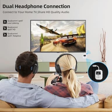 1Mii Bluetooth Transmitter for Airplane, Bluetooth 5.3 Adapter for TV,Airplane Travel Essentials, Aptx Low Latency Wireless Audio Aux for Headphones, Any 3.5mm Jack,Linking 2 Devices (White) - Image 3