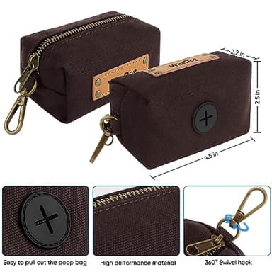 Wisedog Dog Collar and Leash Set, Waterproof Adjustable Puppy Collars with Cute Tag 6FT Dog Leash with Poop Bag for Small Medium Large Dogs (XS(Collar:8.5"-12";Leash:4 ft), Brown) - Image 5