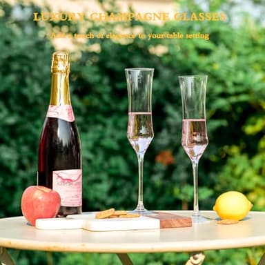 Champagne Flutes Set of 6 - Hand Blown Crystal Champagne Glasses With Long Stem - 7 oz Elegant Sparkling Wine Stemware - Unique Gift for Birthday,Wedding,Mother's Day,Housewarming - Image 4