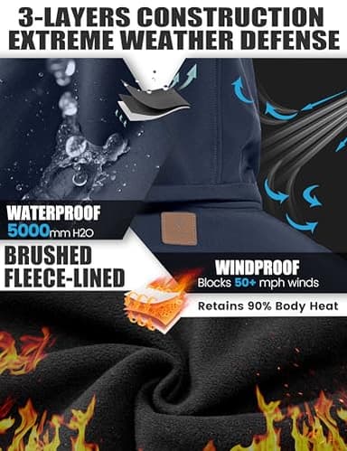 Little Donkey Andy Men’s Softshell Jacket with Removable Hood, Fleece Lined and Water Repellent Deep Blue Size S - Image 4