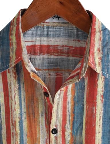 VATPAVE Mens Casual Hawaiian Floral Shirts Short Sleeve Button Down Tropical Shirts Beach Summer Shirts Medium Blue Red - Image 3
