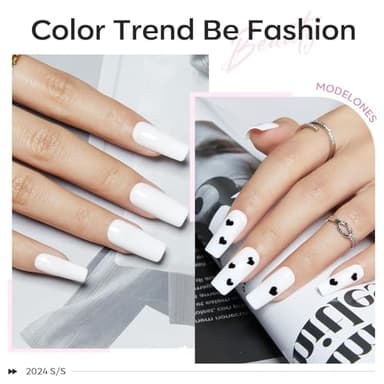 modelones Gel Nail Polish, White Gel Nail Polish for French Tip Soak Off Pastel U V White Color Art Design for Women Girl Nail Lovers Gift Salon DIY Manicure 15 ML - Image 4