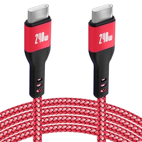 240W USB C to USB C Cable 10FT Red, iPhone 15 Fast Charging Cable, Long Braided Type C Cord for MacBook Pro, iPhone 15Pro/15Plus/15ProMax, iPad Pro/Air, Samsuang Galaxy S24 S23, Switch,PS5 (USB 2.0) - Image 1