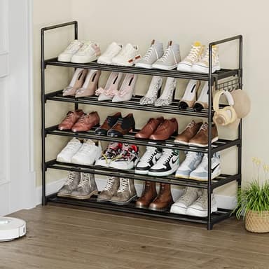 Shoe Rack - 5-Tier Shoe Organizer, Sturdy Shoe Storage Shelf, Perfect for Front Door Entrance, Closet & Entryway, Easy to Assemble, DIY Layering Options (L - 5 Tier) - Image 2