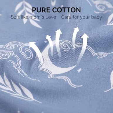 FIEMOL Baby Sleep Sack 6-12 Months, Long Sleeve Baby Wearable Blanket 0.5 Tog with Mittens, 2-Way Zipper Infant Cotton Sleeping Sack for Boy and Girl Blue Stars 2 Pack (Medium) - Image 5