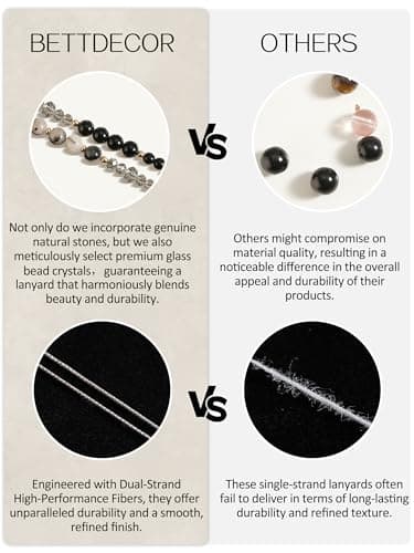 BettDecor Lanyards for ID Badges and Keys,Natural Stone Beaded Teacher Lanyard for Women,Retractable Lanyard with ID Holder Cute Lanyards - Image 3