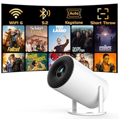[Electronic Focus with Short Throw] PANSEBA Mini Projector with WiFi 6 and Bluetooth, Auto Keystone Outdoor Movie Projector, Big Screen Home Portable Projector for Phone/TV Stick/Laptop/HDMI - Image 1