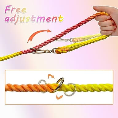 LWBMG Multifunctional Rope Dog Leash 7.5 FT with Double Swivel Hook Hands Free for Small Medium and Large Dogs Running Walking Rainbow - Image 3