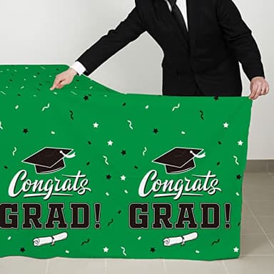 Graduation Party Decorations, Gongrats Grad Tablecover for Graduation Party Supplies, 3 pcs Green Table Cloths, 54"x108" - Image 3