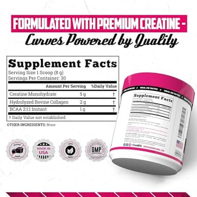 Old School Labs Creatine for Women Post-Workout Supplement - 5000mg Creatine, 2000mg Hydrolyzed Bovine Collagen & BCAA 2:1:1 for Lean Muscle Growth, Fast Recovery & Stamina - 30 Servings - Image 3