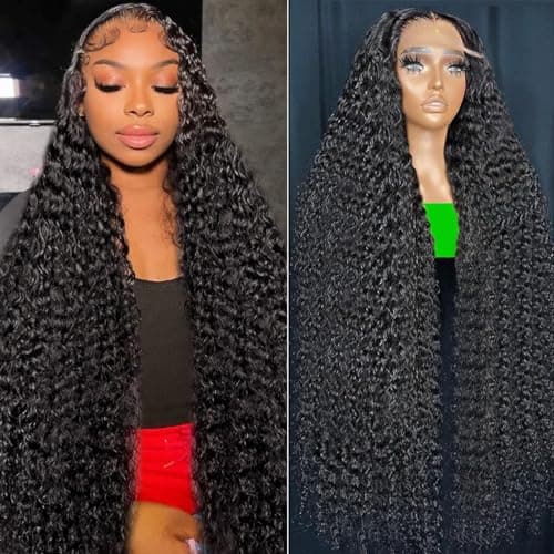 Vipetal 13x6 Deep Wave Lace Front Wigs Human Hair Wigs for Women 180% Density HD Transparent Deep Curly Lace Frontal Wigs Human Hair Pre Plucked with Baby Hair Natural Color (30 Inch) - Image 1